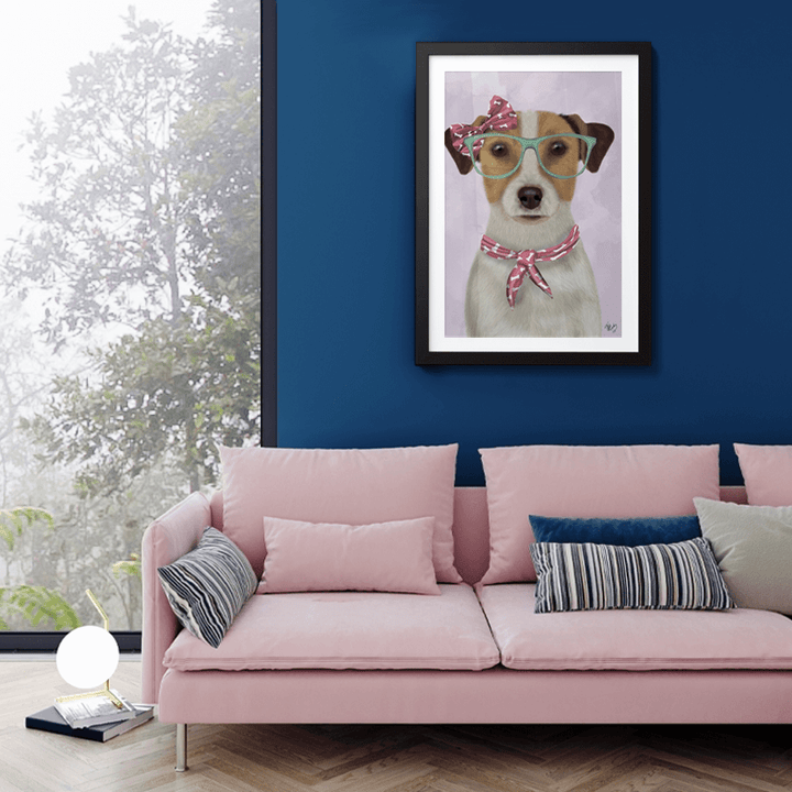 Jack Russell with Glasses and Scarf