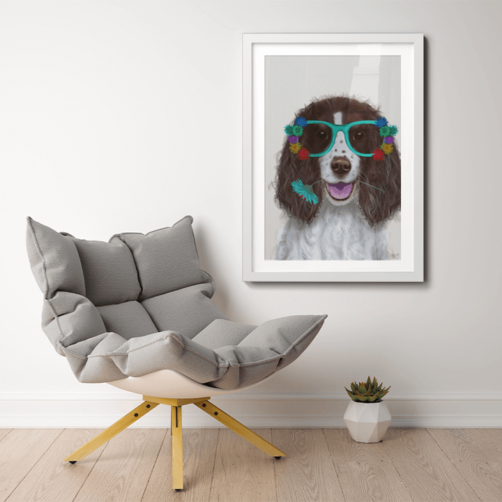 Springer Spaniel and Flower Glasses
