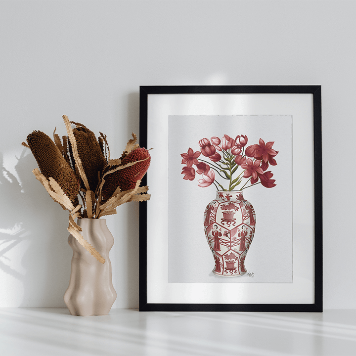 Chinoiserie Arabian Star Red, Red Vase