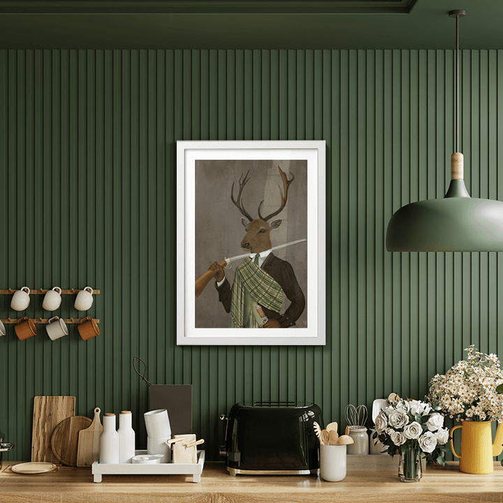 Scottish Deer Colonel Hamish Haggis, Portrait, Art Print