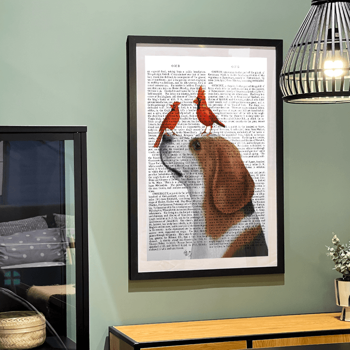 Beagle and Red Cardinals