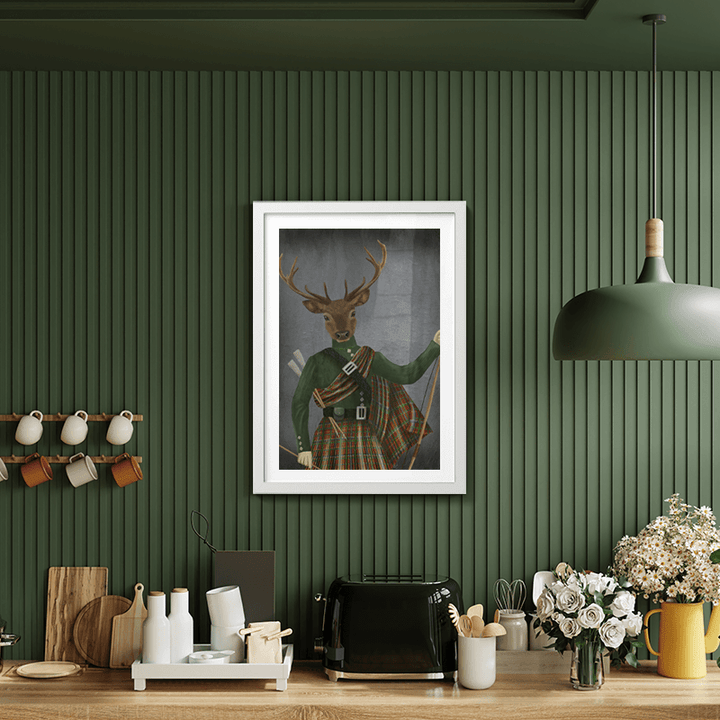 Scottish Deer Major Malcolm, Portrait, Art Print