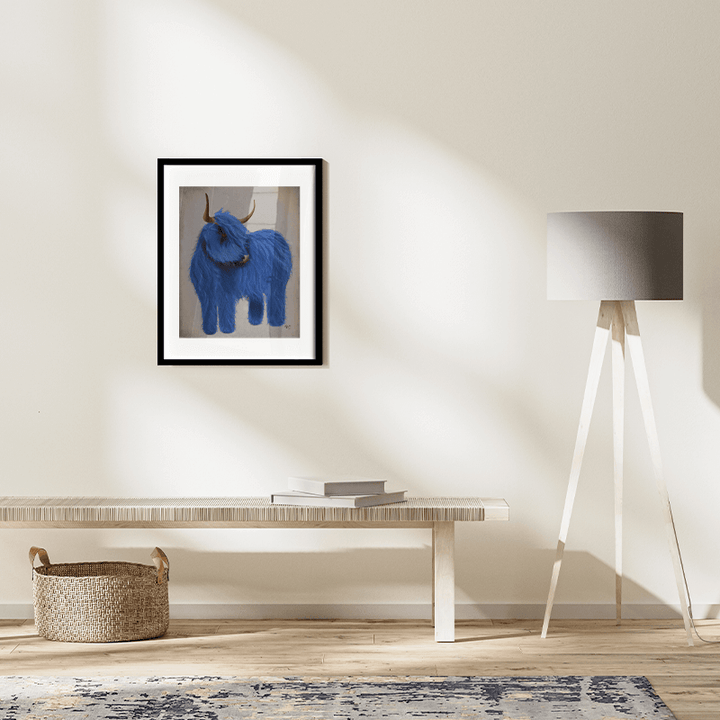 Highland Cow 2, Blue, Full