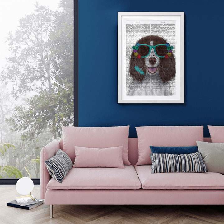 Springer Spaniel and Flower Glasses