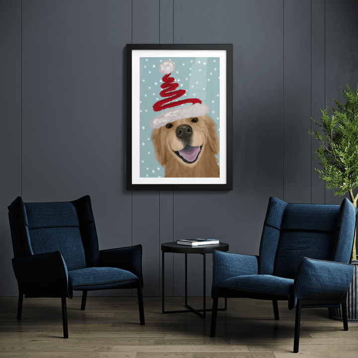 Christmas Golden Retriever and Spring Santa Hat