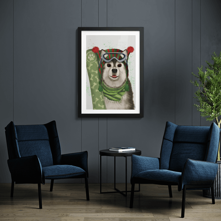 Christmas Husky Snowboard