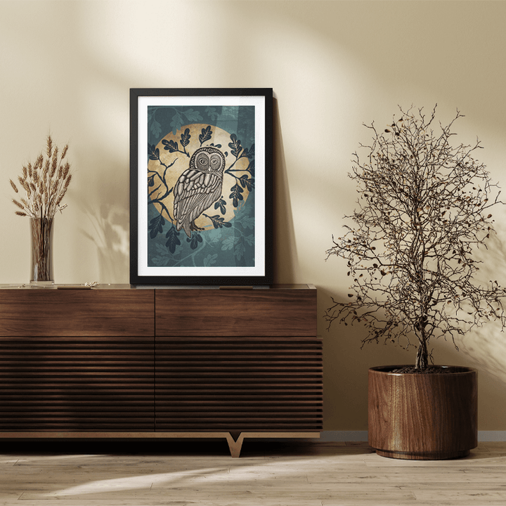 Country Lane Owl in Moon