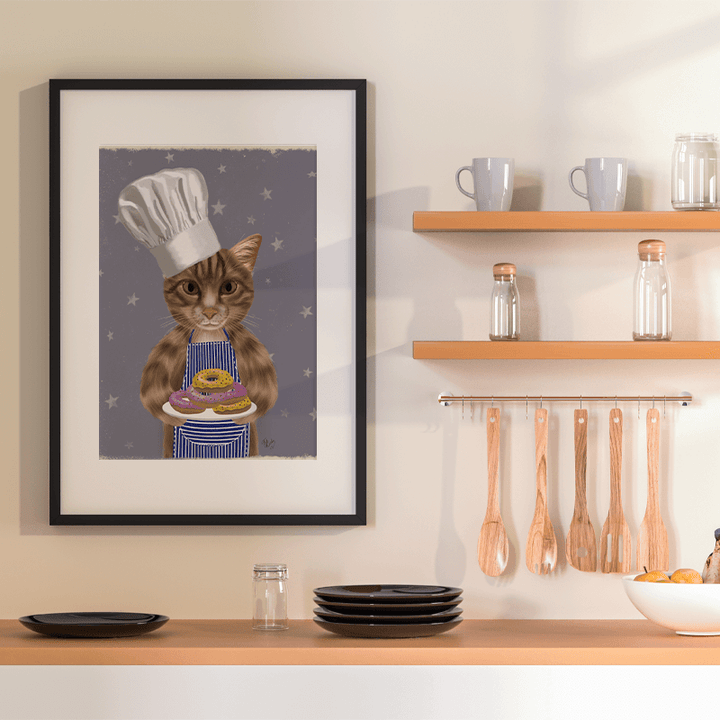 Tabby Cat Donut Chef Portrait