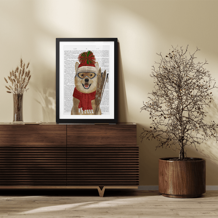 Shiba Inu Ski Dog Book Print