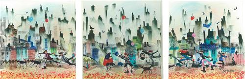 Slip Sliding Away 2 - Triptych