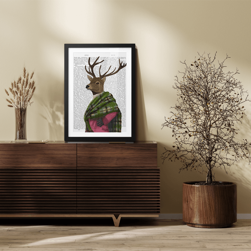 Scottish Deer Sir Shuggy Campbell, Portrait, Book Print