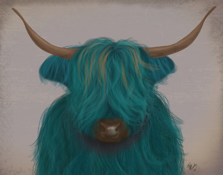 Highland Cow 3, Turquoise