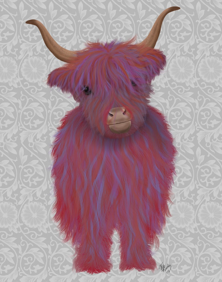 Highland Cow 7, Pink And Purple, Full