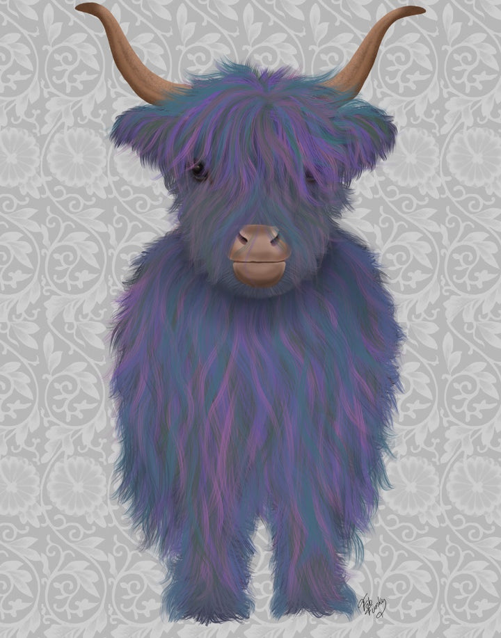 Highland Cow 7, Purple, Full