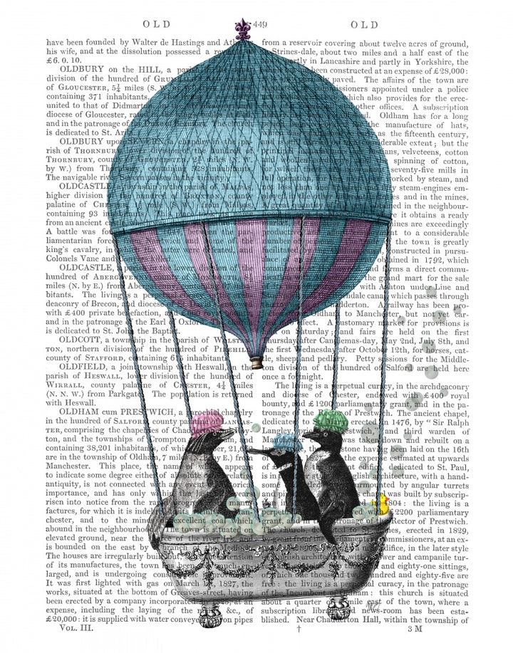 Penguins in Balloon Bath Book Print
