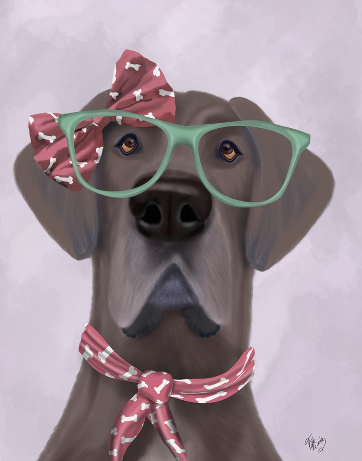 Great Dane with Glasses and Scarf