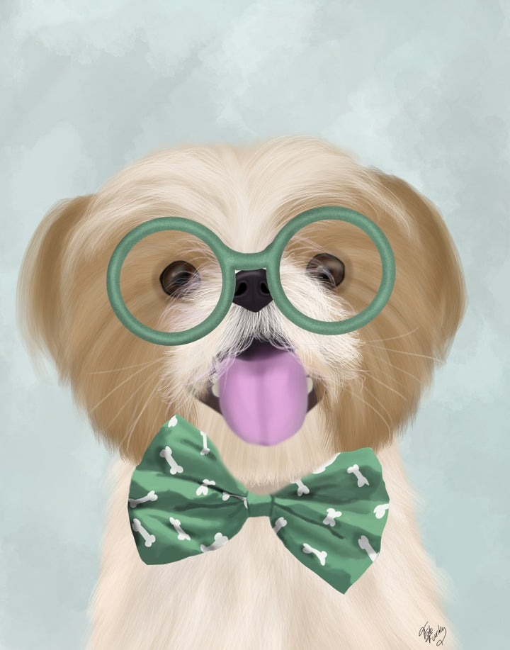 Shih Tsu with Glasses and Bow Tie