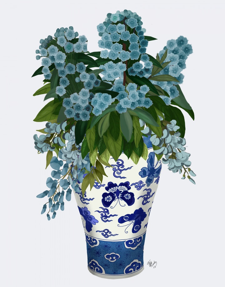 Blue Flowers In Butterfly Vase
