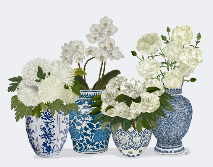 Chinoiserie Flower Quartet 1, Blue
