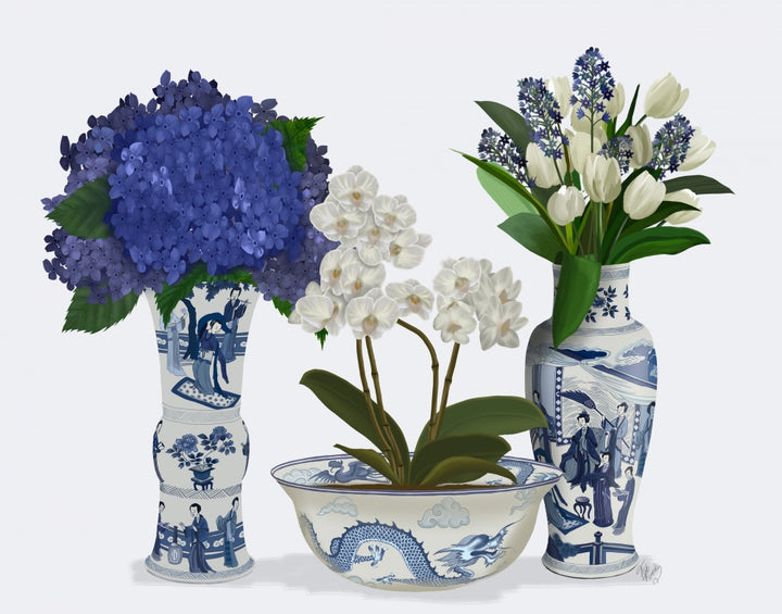 Chinoiserie Flower Trio 2, Blue