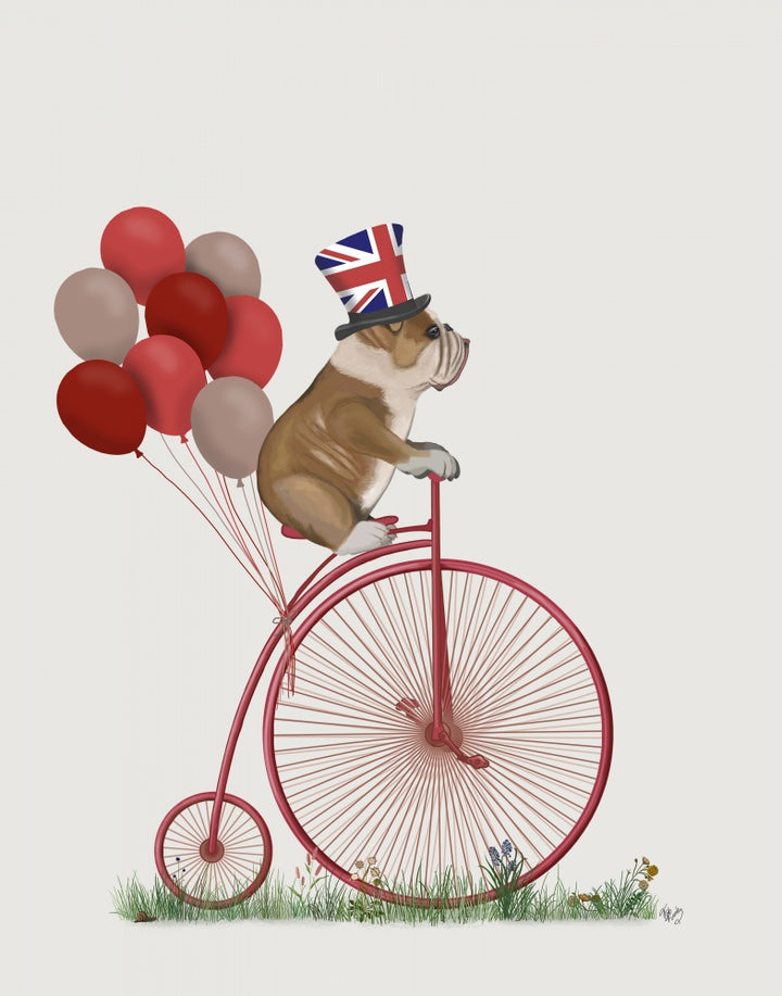 English Bulldog on Penny Farthing