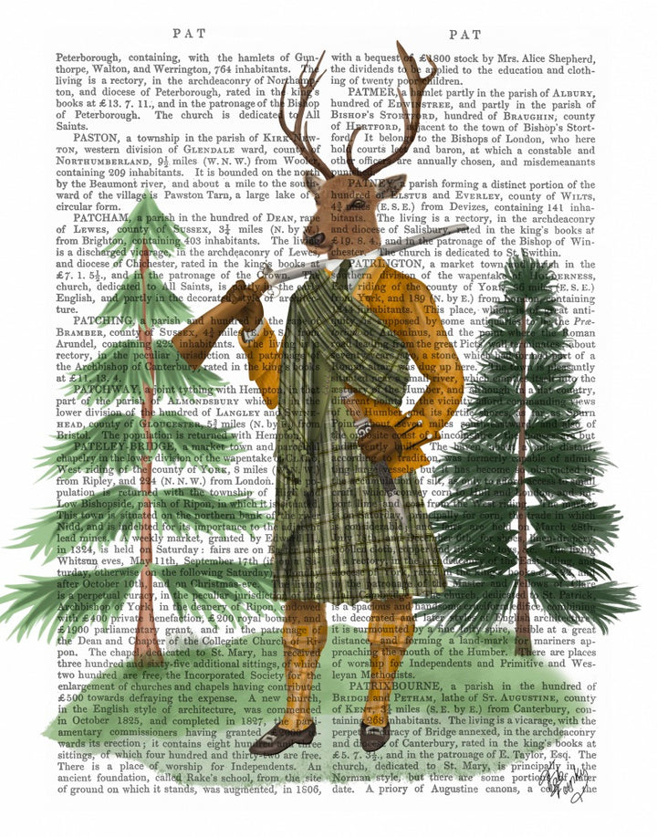 Scottish Deer Colonel Hamish Haggis, Full, Book Print