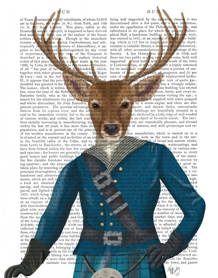 Scottish Deer Laird Tam OShunter, Portrait, Book Print