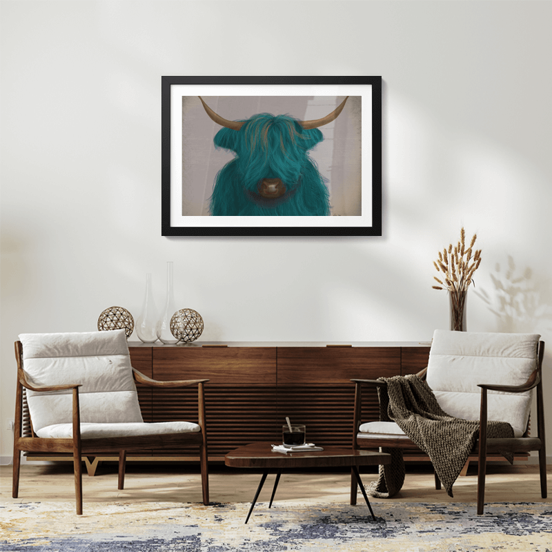 Highland Cow 3, Turquoise