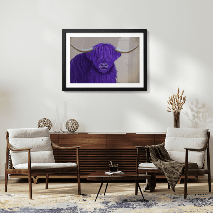 Highland Cow 5, Purple, Portrait